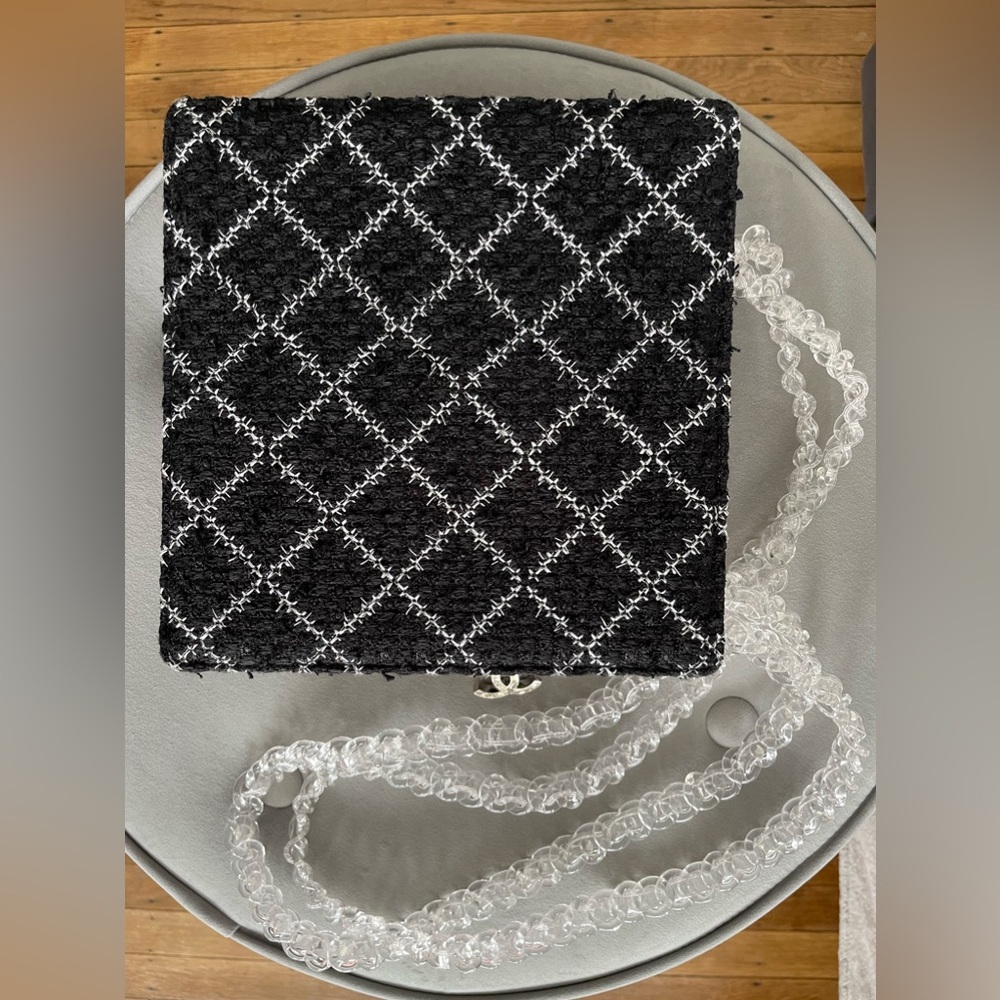 Chanel
Black Tweed PVC Chain Fantasy Square Bag Silver Hardwar